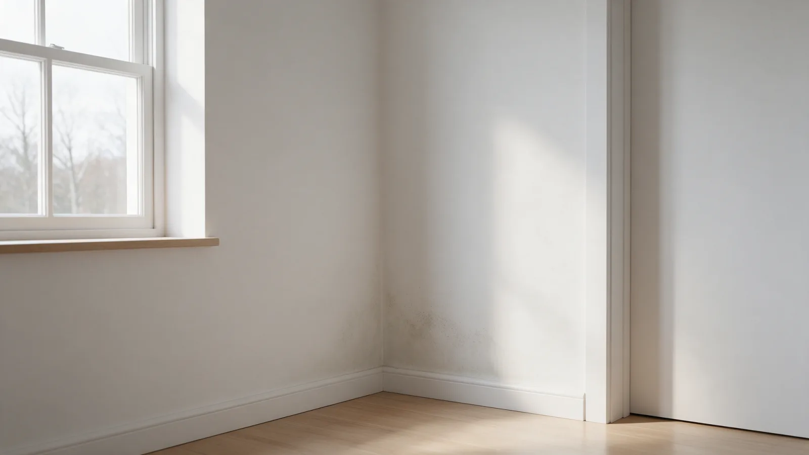 reformas integrales en madrid Esquina de pared junto a una ventana con mancha de moho por condensación